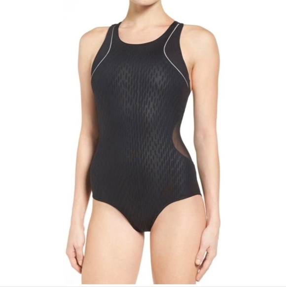 IVY PARK Black Mesh Detail Swimsuit Bodysuit Size M